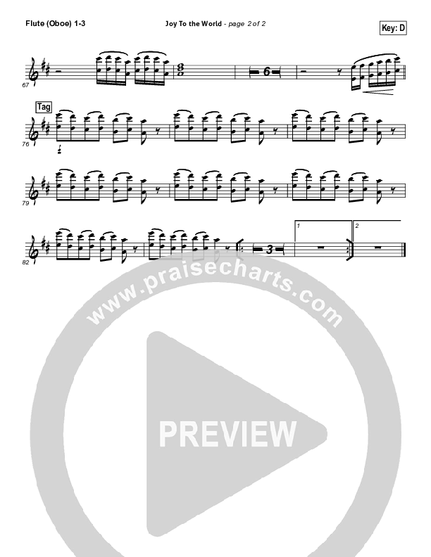 Joy To The World Flute/Oboe 1/2/3 (David Crowder)