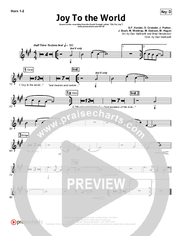 Joy To The World French Horn 1/2 (David Crowder)