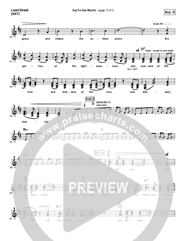 Joy To The World Lead Sheet (David Crowder)