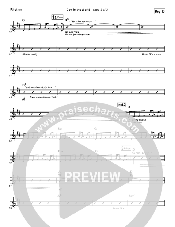 Joy To The World Rhythm Chart (David Crowder)