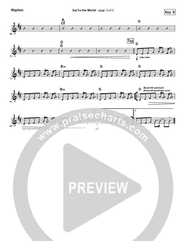 Joy To The World Rhythm Chart (David Crowder)