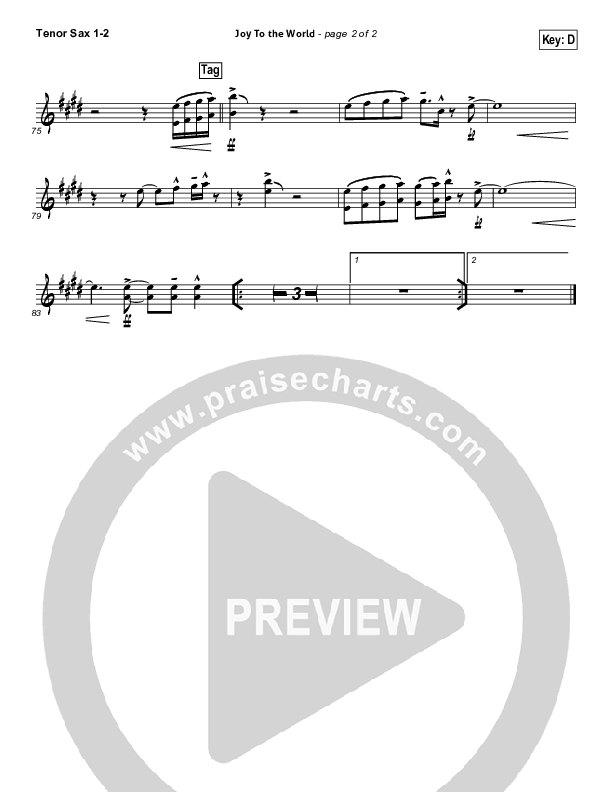 Joy To The World Tenor Sax 1/2 (David Crowder)