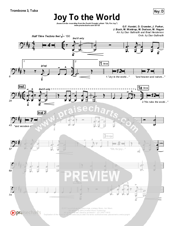 Joy To The World Trombone 3/Tuba (David Crowder)