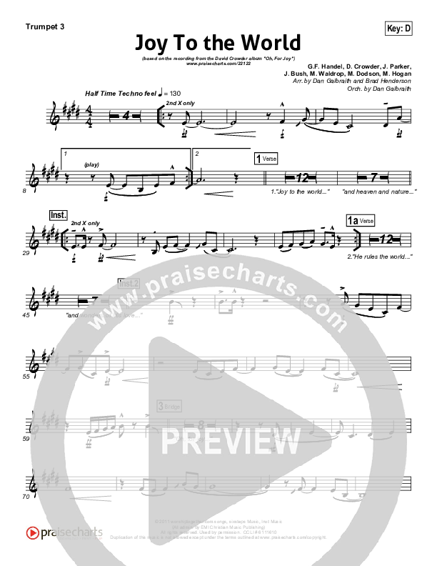 Joy To The World Trumpet 3 (David Crowder)