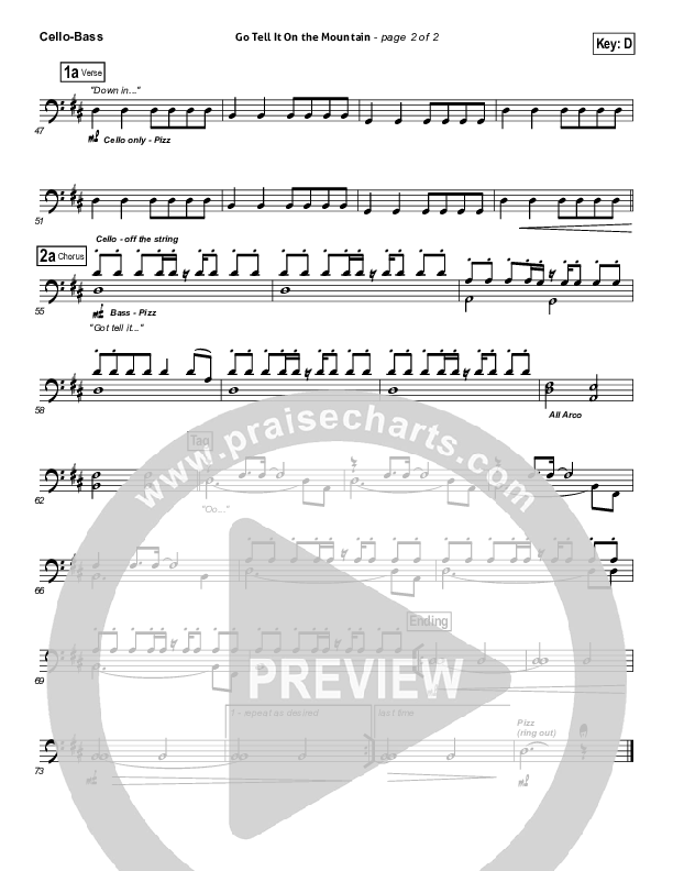 Go Tell It On The Mountain Cello/Bass (David Crowder)