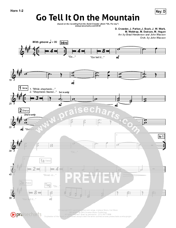 Go Tell It On The Mountain French Horn 1/2 (David Crowder)