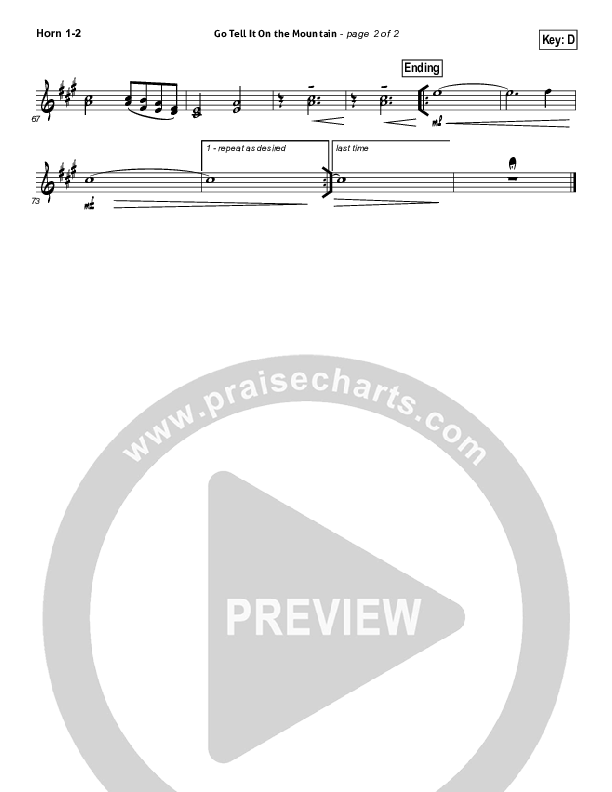 Go Tell It On The Mountain French Horn 1/2 (David Crowder)