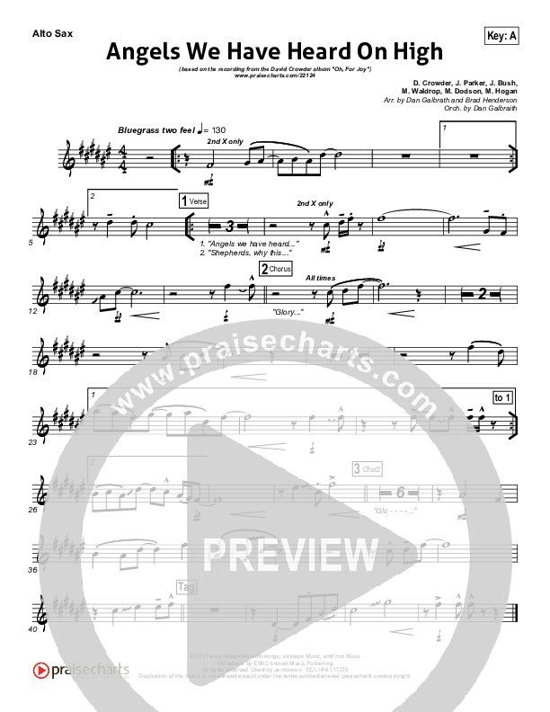 Angels We Have Heard On High Alto Sax (David Crowder)