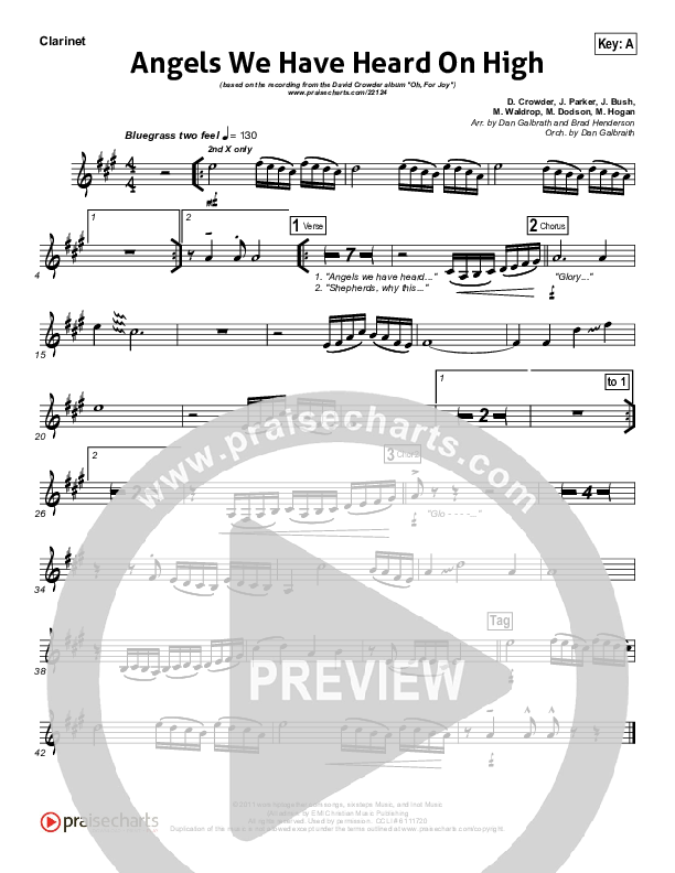 Angels We Have Heard On High Clarinet (David Crowder)