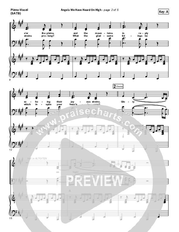 Angels We Have Heard On High Piano/Vocal (SATB) (David Crowder)