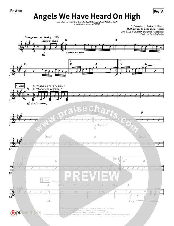 Angels We Have Heard On High Rhythm Chart (David Crowder)