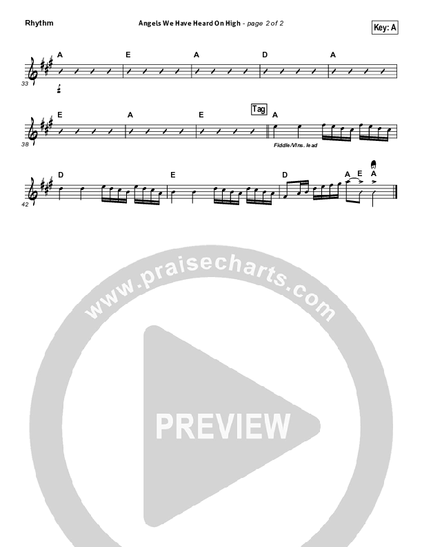 Angels We Have Heard On High Rhythm Chart (David Crowder)