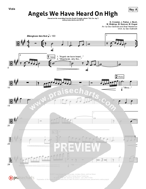 Angels We Have Heard On High Viola (David Crowder)
