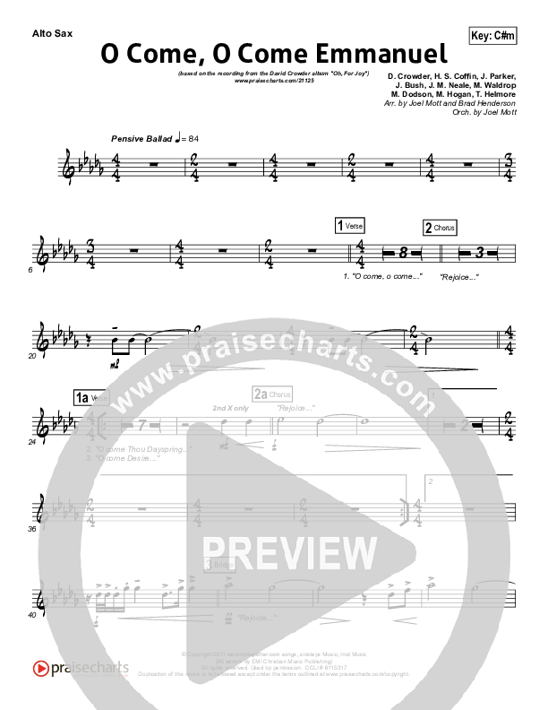 O Come O Come Emmanuel Alto Sax (David Crowder)