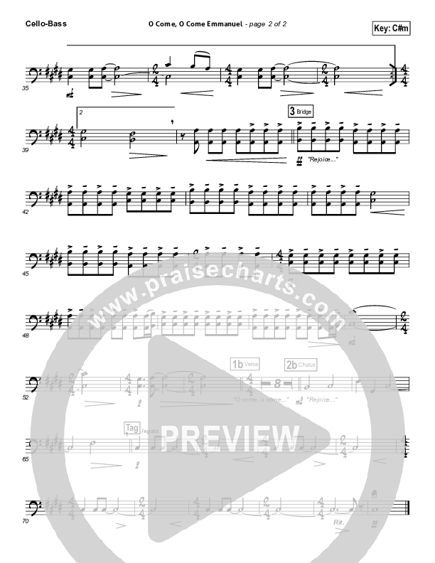 O Come O Come Emmanuel Cello/Bass (David Crowder)