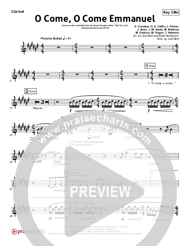 O Come O Come Emmanuel Clarinet (David Crowder)