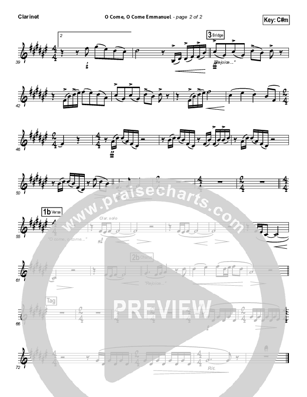 O Come O Come Emmanuel Clarinet (David Crowder)