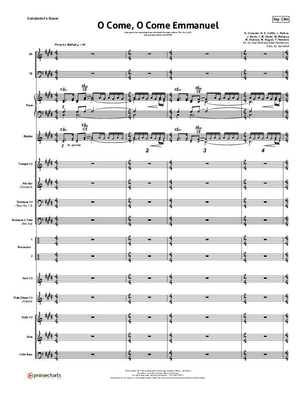O Come O Come Emmanuel Conductor's Score (David Crowder)