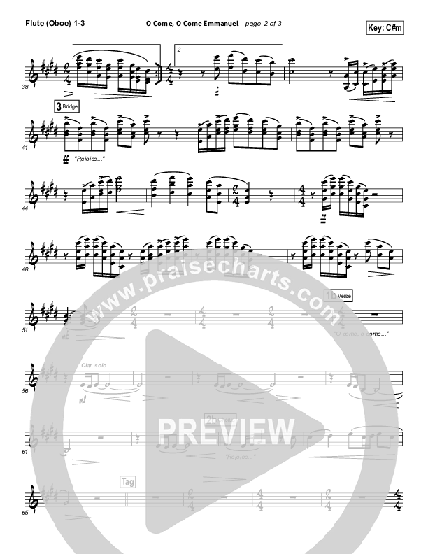 O Come O Come Emmanuel Flute/Oboe 1/2/3 (David Crowder)