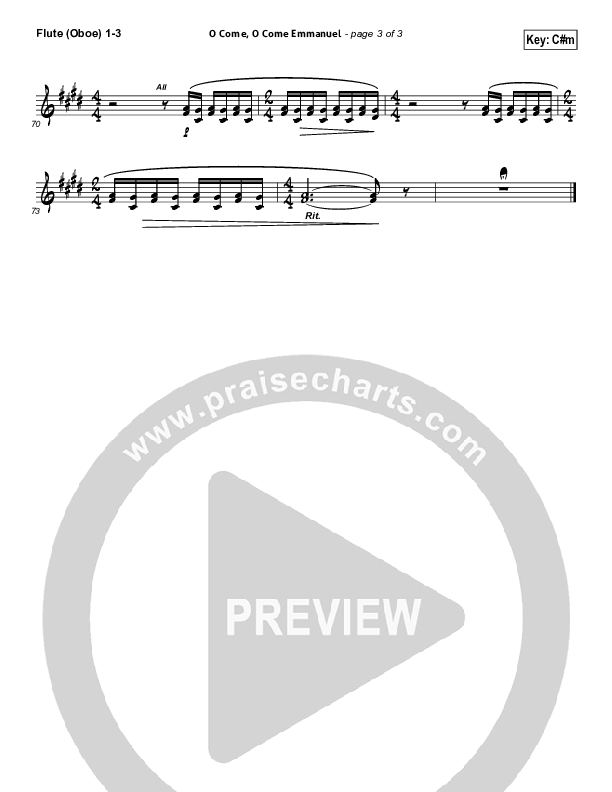 O Come O Come Emmanuel Flute/Oboe 1/2/3 (David Crowder)