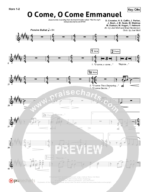 O Come O Come Emmanuel French Horn 1/2 (David Crowder)
