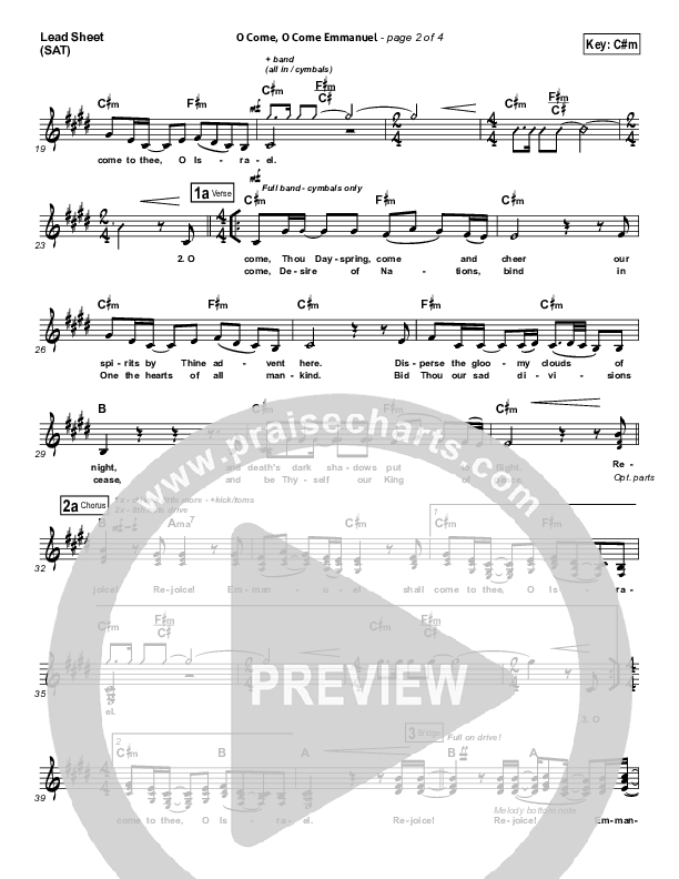 O Come O Come Emmanuel Lead Sheet (SAT) (David Crowder)
