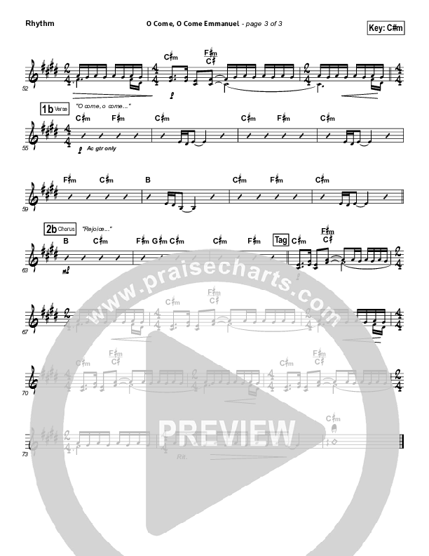 O Come O Come Emmanuel Rhythm Chart (David Crowder)