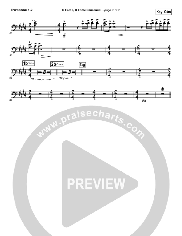 O Come O Come Emmanuel Trombone 1/2 (David Crowder)
