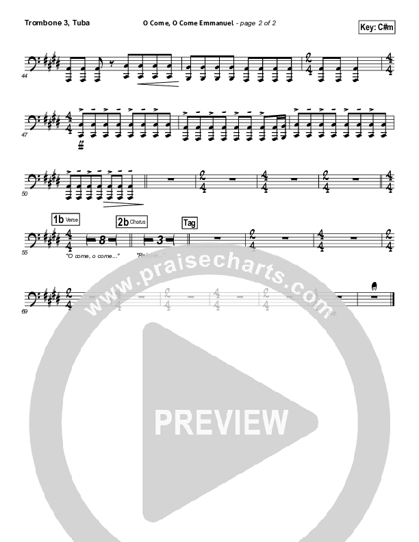 O Come O Come Emmanuel Trombone 3/Tuba (David Crowder)