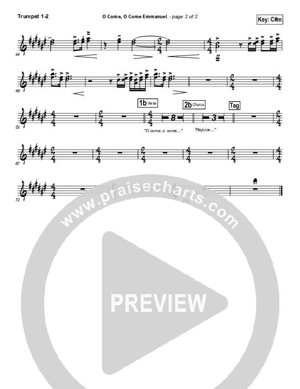 O Come O Come Emmanuel Trumpet 1,2 (David Crowder)