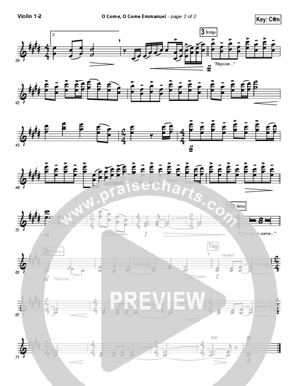 O Come O Come Emmanuel Violin 1/2 (David Crowder)