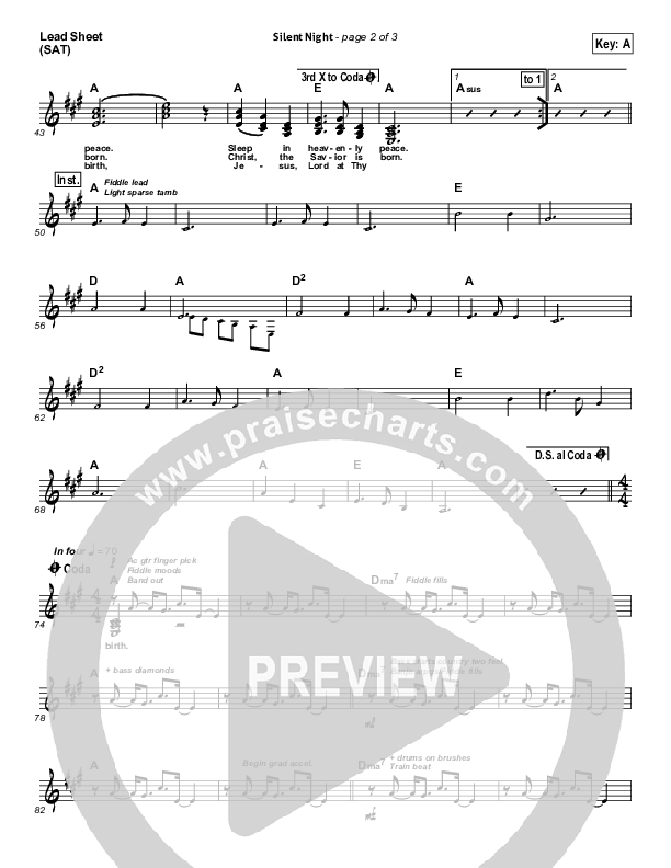 Silent Night Lead Sheet (SAT) (David Crowder)