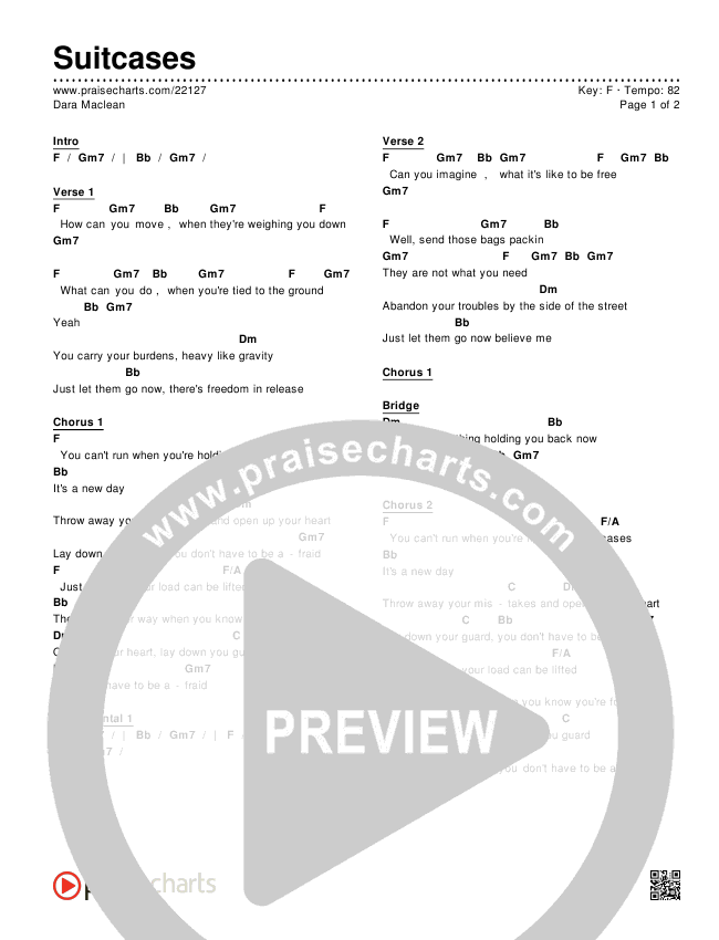 Suitcases Chords PDF (Dara Maclean) PraiseCharts