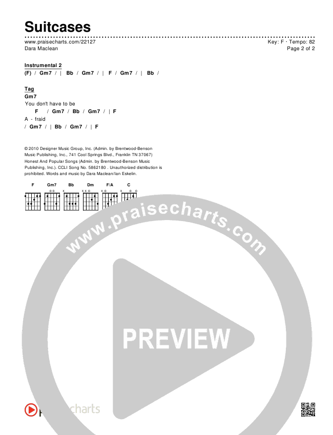Suitcases Chords PDF (Dara Maclean) PraiseCharts