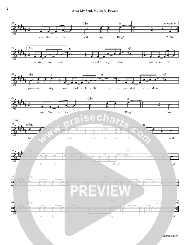 Arise My Soul My Joyful Powers Lead Sheet (Zac Hicks / Cherry Creek Worship)