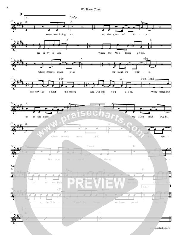We Have Come (Come We That Love The Lord) Lead Sheet (Zac Hicks / Cherry Creek Worship)