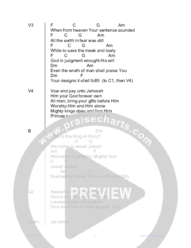 Psalm 76 (God Is Known Among His People) Chords & Lyrics (Zac Hicks / Cherry Creek Worship)