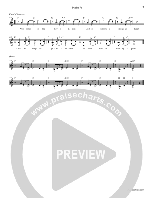 Psalm 76 (God Is Known Among His People) Lead Sheet (Zac Hicks / Cherry Creek Worship)