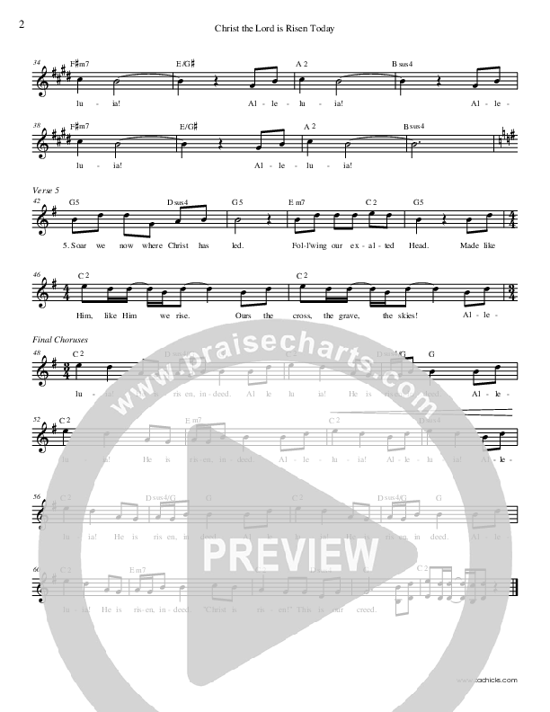 Christ The Lord Is Risen Today Lead Sheet (Zac Hicks / Cherry Creek Worship)