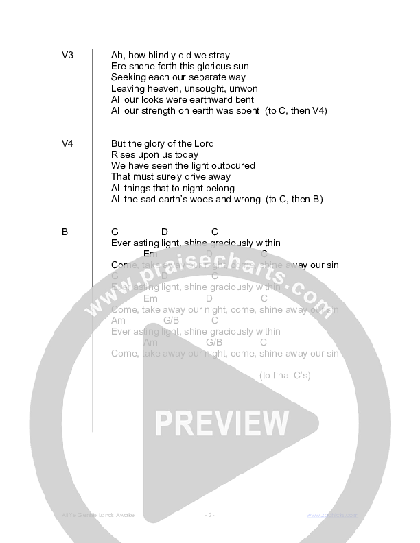 All Ye Gentile Lands Awake Chord Chart (Zac Hicks / Cherry Creek Worship)