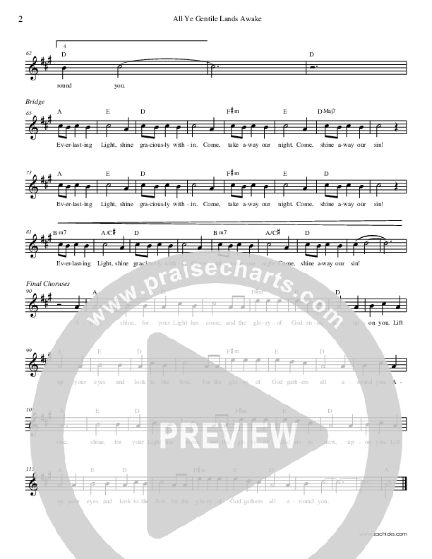 All Ye Gentile Lands Awake Lead Sheet (Zac Hicks / Cherry Creek Worship)