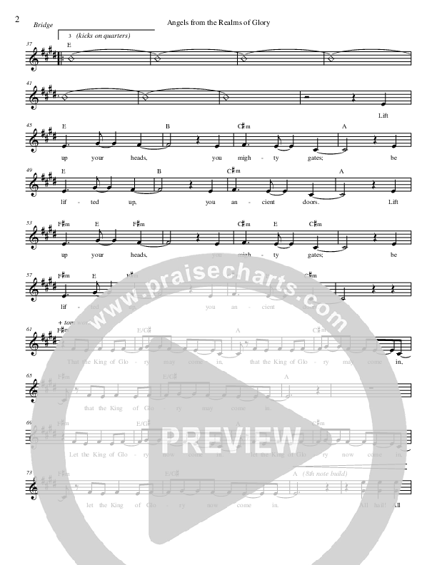 Angels From The Realms of Glory Lead Sheet (Zac Hicks / Cherry Creek Worship)