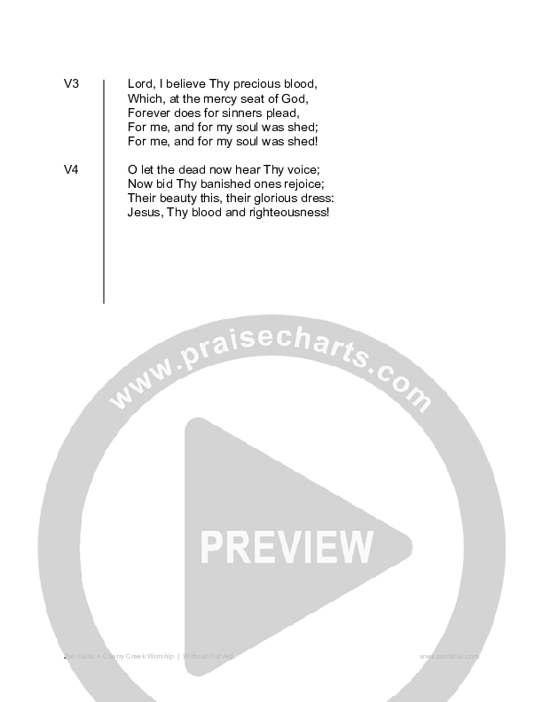 Jesus Thy Blood And Righteousness Chord Chart (Zac Hicks / Cherry Creek Worship)