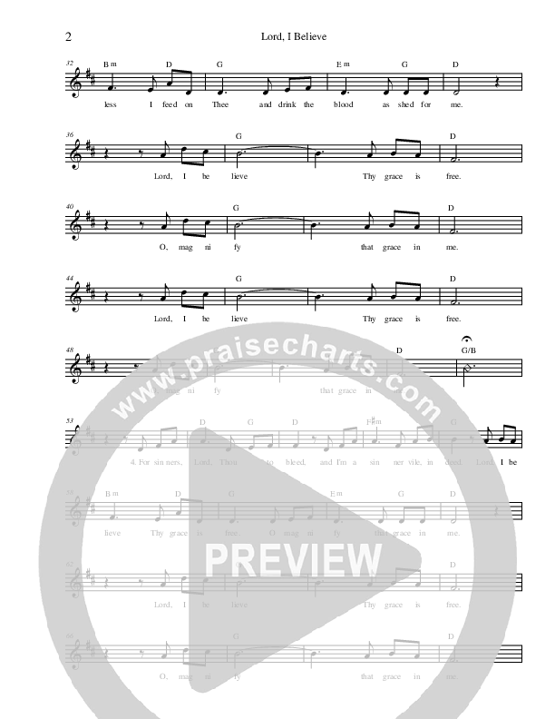 Lord I Believe Lead Sheet (Zac Hicks / Cherry Creek Worship)