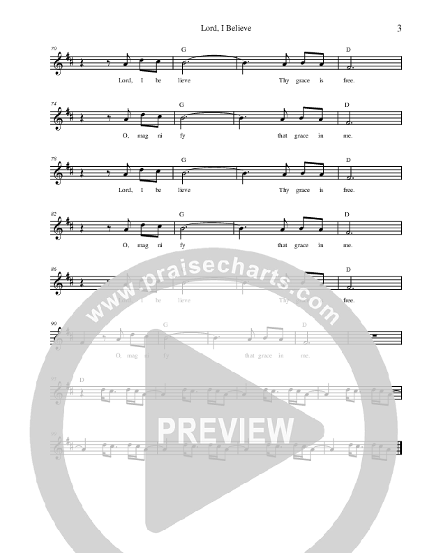 Lord I Believe Lead Sheet (Zac Hicks / Cherry Creek Worship)