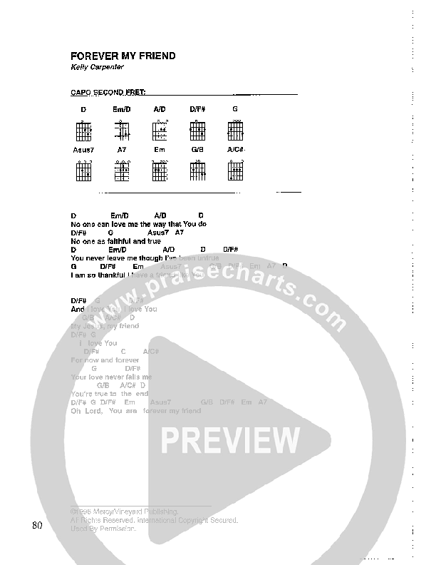 Forever My Friend Chords & Lyrics (Kelly Carpenter)