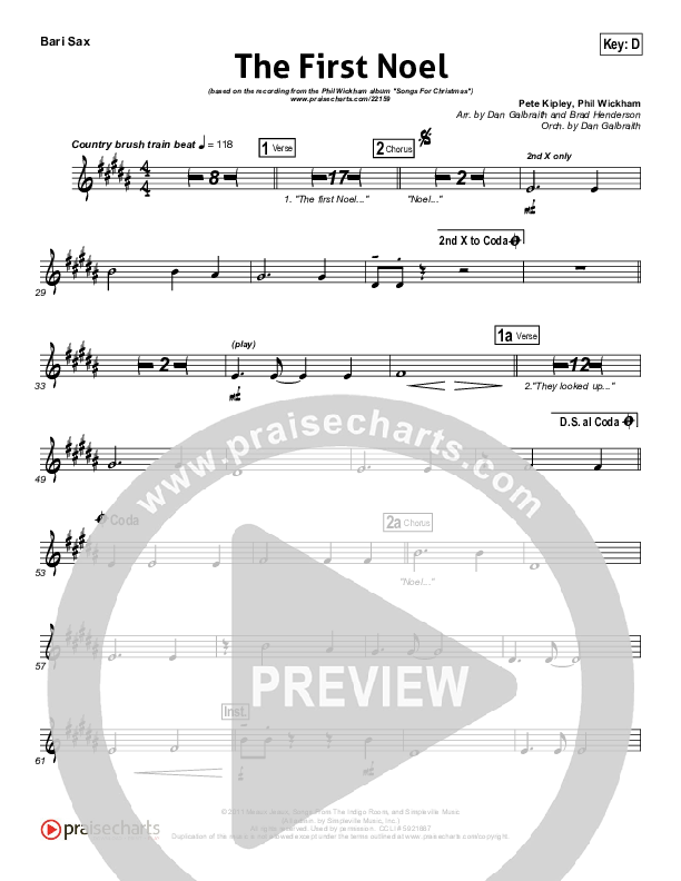 The First Noel Bari Sax (Phil Wickham)