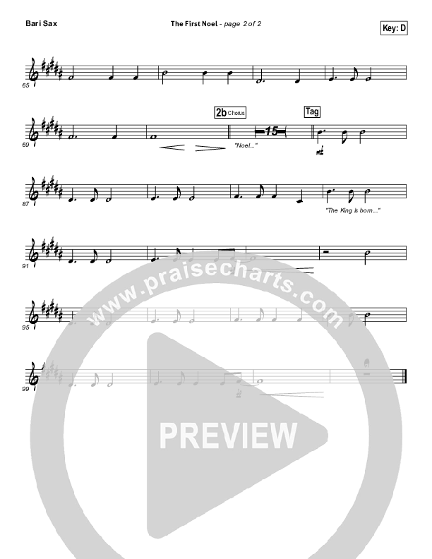 The First Noel Bari Sax (Phil Wickham)