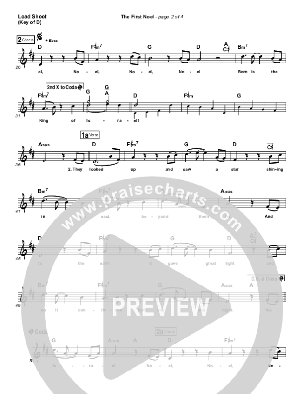 The First Noel Lead Sheet (Melody) (Phil Wickham)