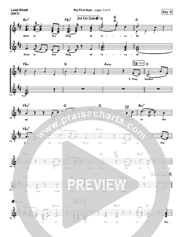 The First Noel Lead Sheet (SAT) (Phil Wickham)